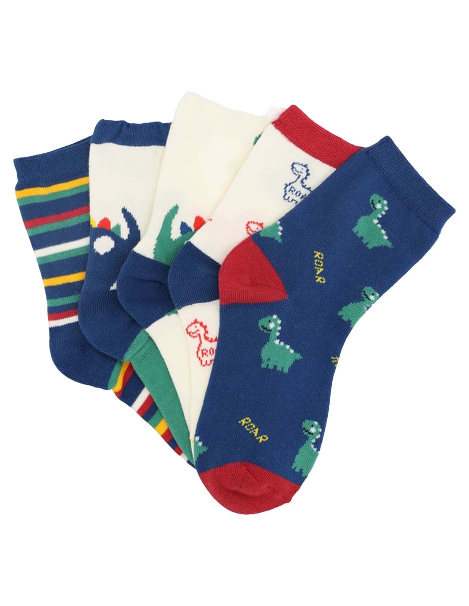 Set de calcetín dinosaurios Piquenique de algodón para niño 5 pares