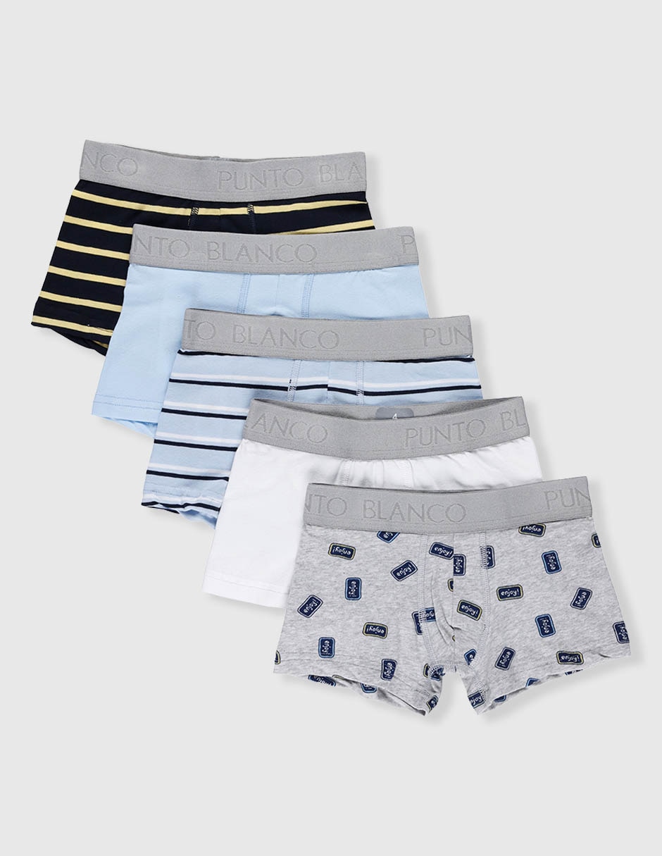 Set bóxer Punto Blanco de algodón para niño Set bóxer Punto Blanco de algodón para niño
