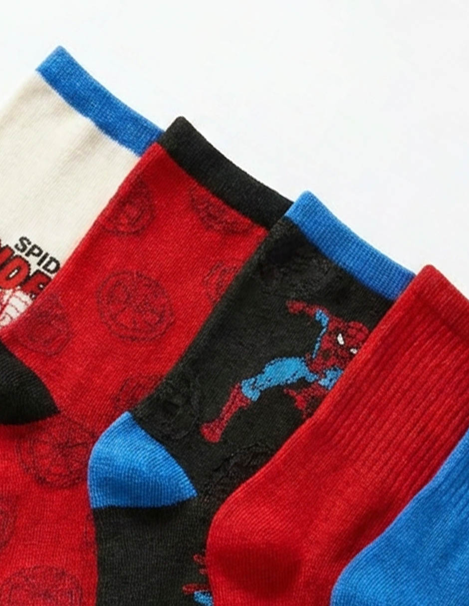 Set de calceta spider-man de algodón para niño 5 pares 2