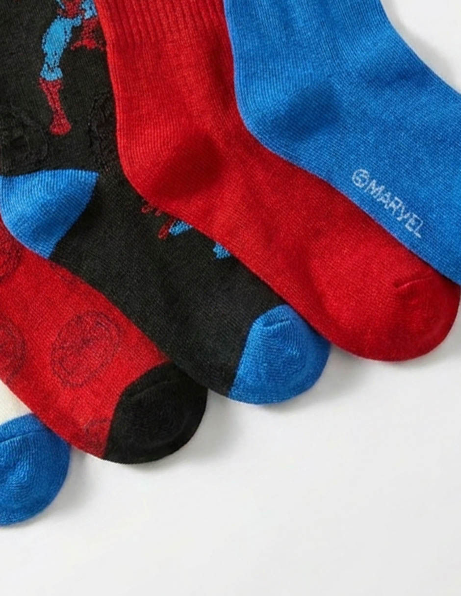 Set de calceta spider-man de algodón para niño 5 pares 3