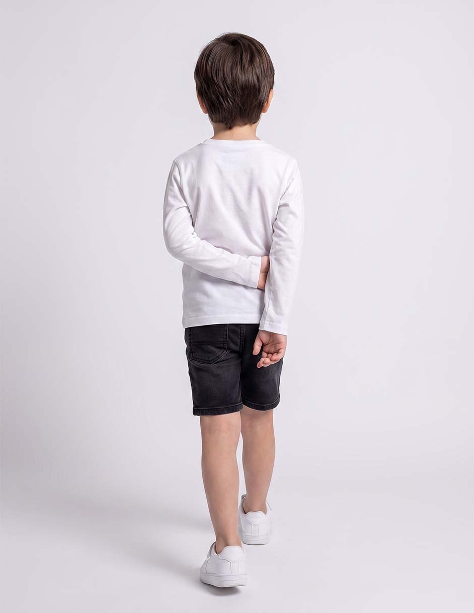 Set camiseta cuello redondo punto blanco para niño 2