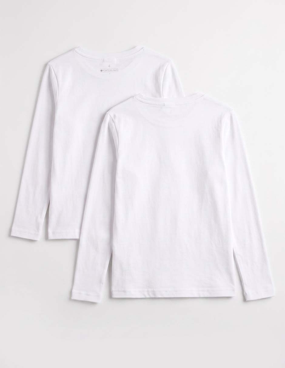 Set camiseta cuello redondo punto blanco para niño 4