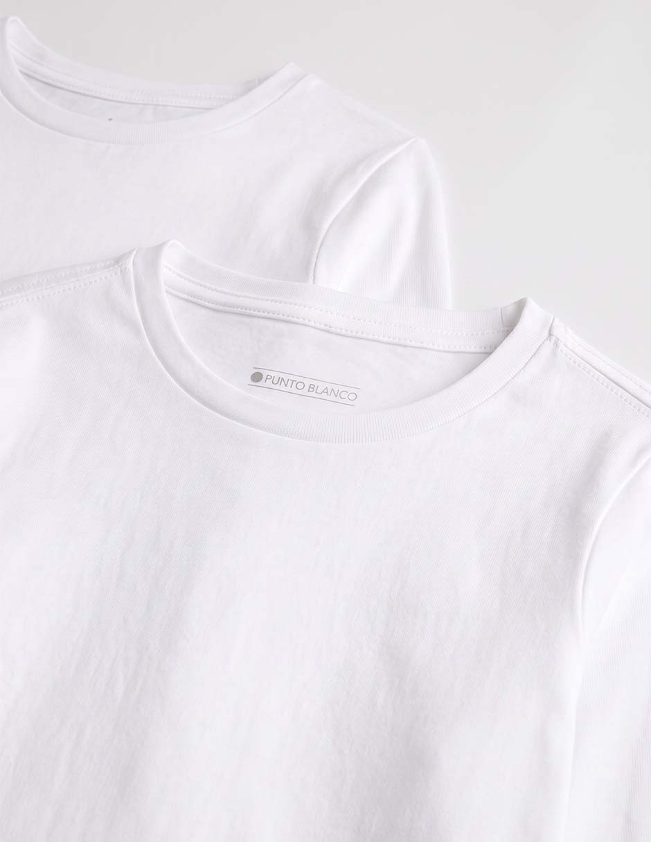 Set camiseta cuello redondo punto blanco para niño 5