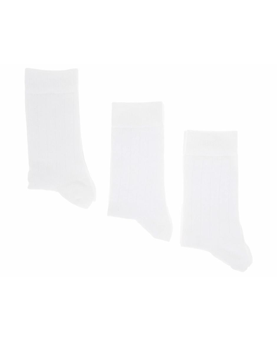 Calcetín Punto Blanco de algodón para niño 3 pares Calcetín Punto Blanco de algodón para niño 3 pares